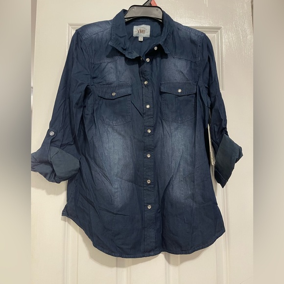 YMI Tops - YMI Dark Blue Button-Up Top